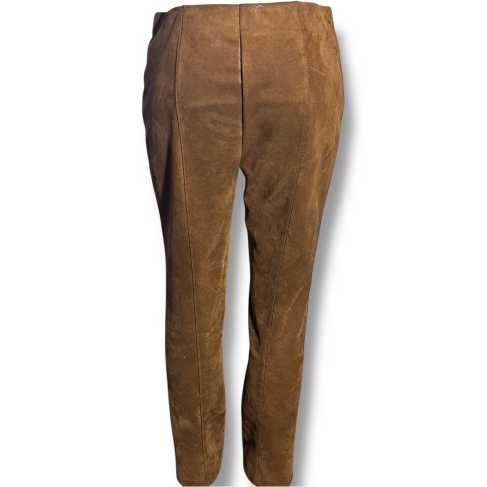 Rafaella Chic Tan Women's Straight Leg Cropped Faux Suede No Closure Pants - Picture 6 of 16